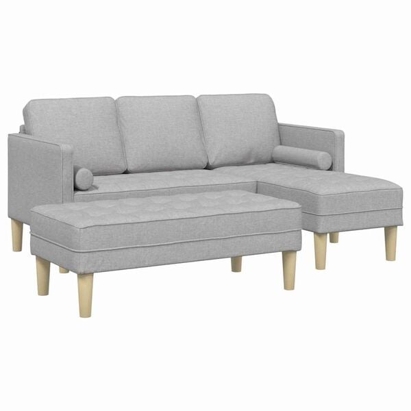 vidaXL Sofa Set mit Kissen 2 pcs Wolkengrau Polyester