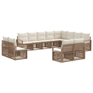 vidaXL Gartensofa-set 12 stk. Beige Poly-Rattan
