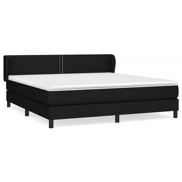vidaXL Boxspringbett mit Matratze Schwarz 180x200 cm Stoff