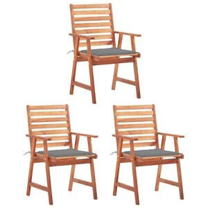 vidaXL Garten-Essst&uuml;hle 3 Stk. mit Kissen Massivholz Akazie