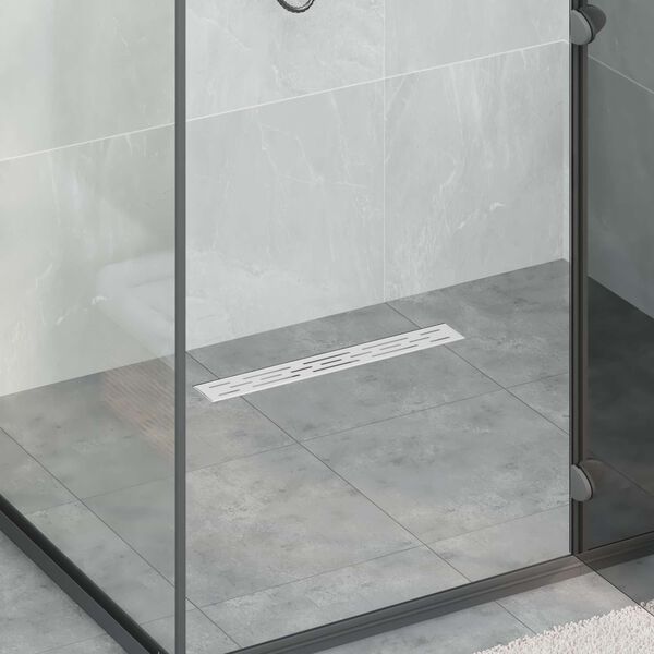 vidaXL Duschabfluss mit Liniendesign Silber 60 cm Edelstahl 304