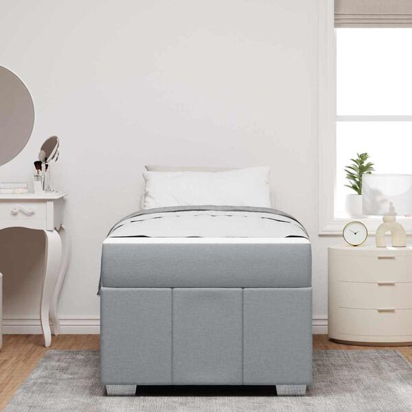 vidaXL Bettrahmen mit Matratze Hellgrau 80 x 200 cm Stoff