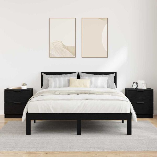 vidaXL Nachttisch 2 pcs Schwarz Eichen-Optik 45 x 39 x 50 cm