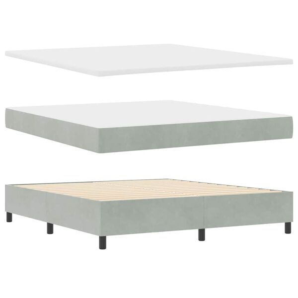 vidaXL Boxspringbett mit Matratze Hellgrau 180 x 200 cm Samt
