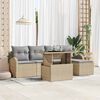 vidaXL Garten-Sofa-Set mit Kissen mit Speicher 6 pcs Beige Poly Rattan
