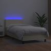 vidaXL Boxspringbett mit Matratze & LED Creme 90x200 cm Kunstleder