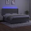 vidaXL Boxspringbett mit Matratze & LED Hellgrau 160x200 cm Samt