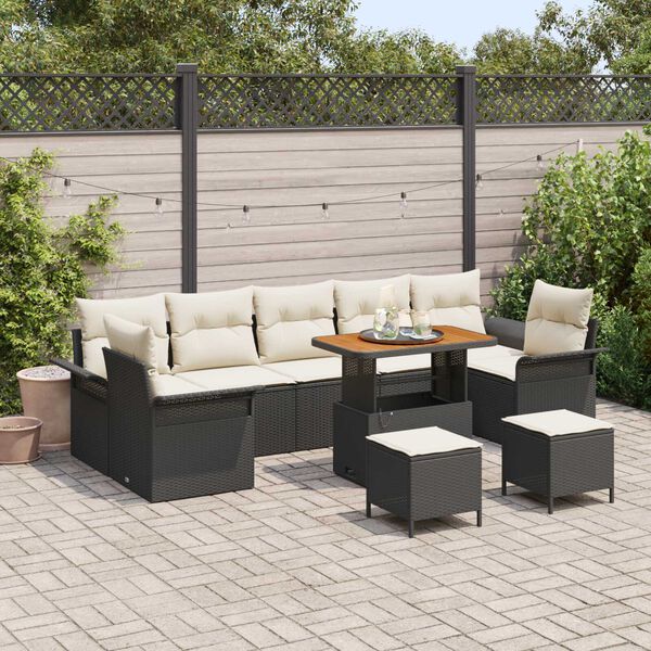 vidaXL Garten-Sofa-Set 10 pcs Schwarz Poly-Rattan