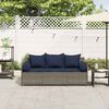 vidaXL Gartensofa mit Kissen 3-Sitzer Grau Poly Rattan
