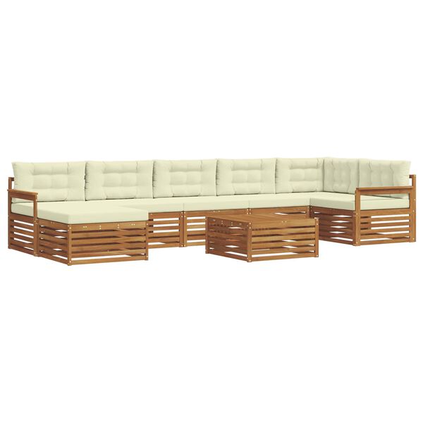 vidaXL Sofagarnituren 8 pcs Natur und Creme Massivholz Akazie