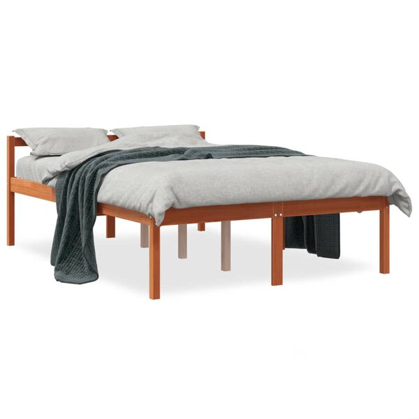 vidaXL Seniorenbett Wachsbraun 140x200 cm Massivholz Kiefer
