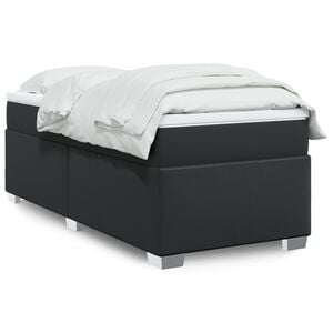 vidaXL Boxspringbett mit Matratze Schwarz Kunstleder