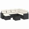 vidaXL 8-tlg. Garten-Sofagarnitur mit Kissen Schwarz Poly Rattan