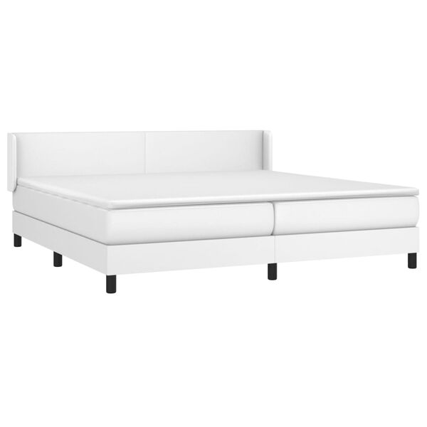 vidaXL Boxspringbett mit Matratze Weiß 200x200 cm Kunstleder