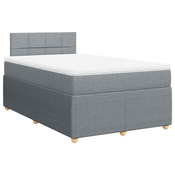 vidaXL Boxspringbett mit Matratze Hellgrau 120x200 cm Stoff