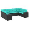 vidaXL 9-teiliges Gartensofa-Set mit Kissen, schwarzes Polyrattan
