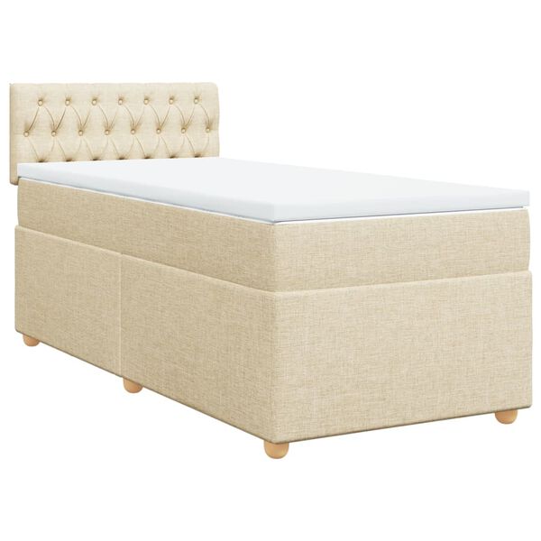 vidaXL Boxspringbett mit Matratze Creme 90x190 cm Stoff
