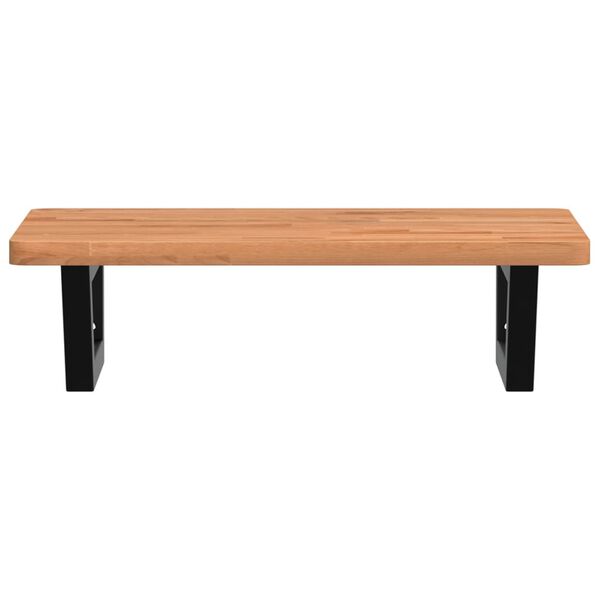 vidaXL Waschbeckenregal Wandmontage Stahl und Massivholz Buche