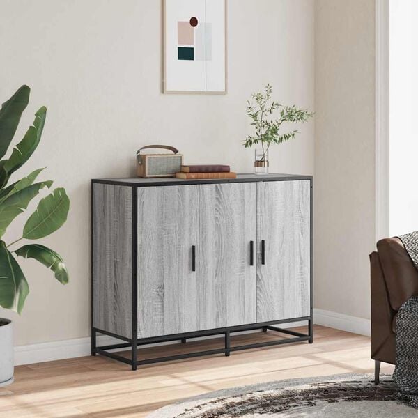 vidaXL Sideboard Grau Sonoma 94x35x76 cm Holzwerkstoff