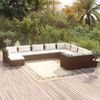 vidaXL 10-tlg. Garten-Lounge-Set mit Kissen Poly Rattan Braun