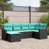 vidaXL 6-tlg. Garten-Sofagarnitur mit Kissen Schwarz Poly Rattan