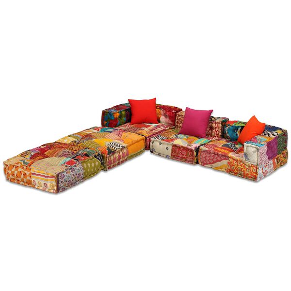 vidaXL 3-Sitzer Modularer Pouf Patchwork Stoff