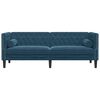 vidaXL Chesterfield-Sofa mit Nackenrollen 3-Sitzer Blau Samt