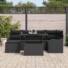 vidaXL Garten-Sofa-Set mit Kissen 7 pcs Schwarz Poly Rattan
