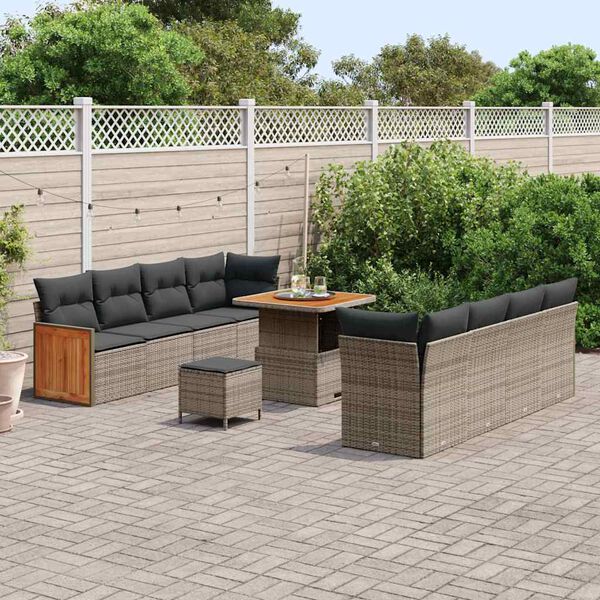 vidaXL Gartensofa-set mit Kissen 11 pcs Grau