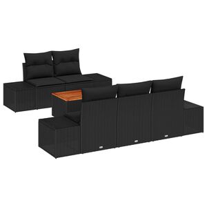 vidaXL Gartensofa-set mit Kissen 6 pcs Schwarz Poly-Rattan