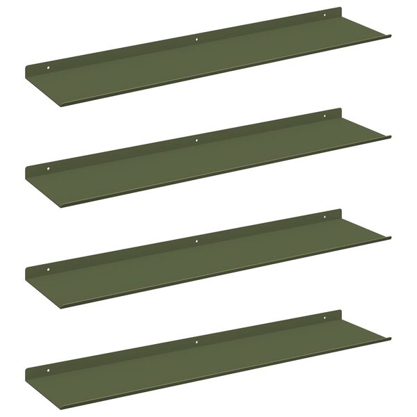 vidaXL Schwebendes Regal 4 pcs Olive Gr&uuml;n 80 x 18 x 2,5 cm Stahl