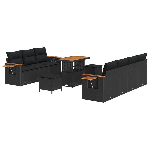 vidaXL Gartensofa-set mit Kissen 10 pcs Schwarz