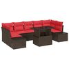 vidaXL Gartensofa-set mit Kissen 8 pcs Braun und Rot Poly-Rattan