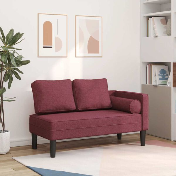 vidaXL Chaiselongue mit Kissen Weinrot Stoff