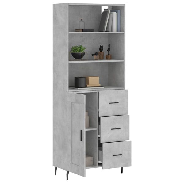 vidaXL Highboard Betongrau 69,5x34x180 cm Holzwerkstoff
