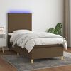 vidaXL Boxspringbett mit Matratze & LED Dunkelbraun 100x200 cm Stoff