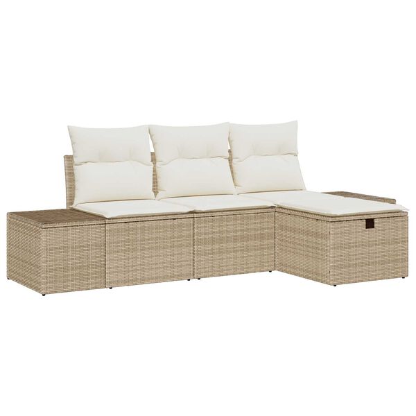 vidaXL Sofa Set mit Kissen 4 pcs Poly-Rattan