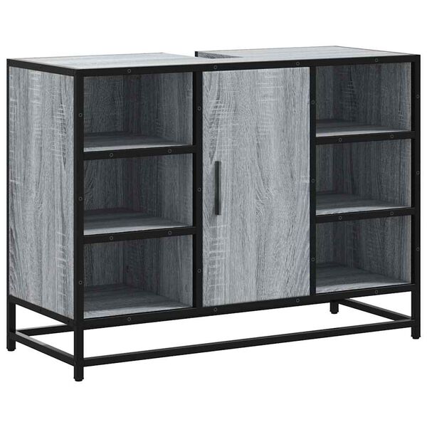 vidaXL Waschbeckenunterschrank Grau Sonoma 80x33x60 cm Holzwerkstoff
