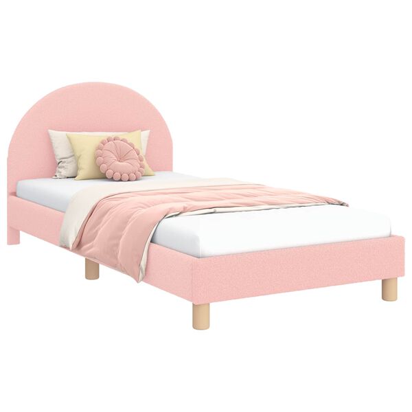 vidaXL Kinderbettgestell mit Kopfteil Rosa 90 x 190 cm Schafstoff