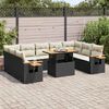 vidaXL 10-tlg. Garten-Sofagarnitur mit Kissen Schwarz Poly Rattan