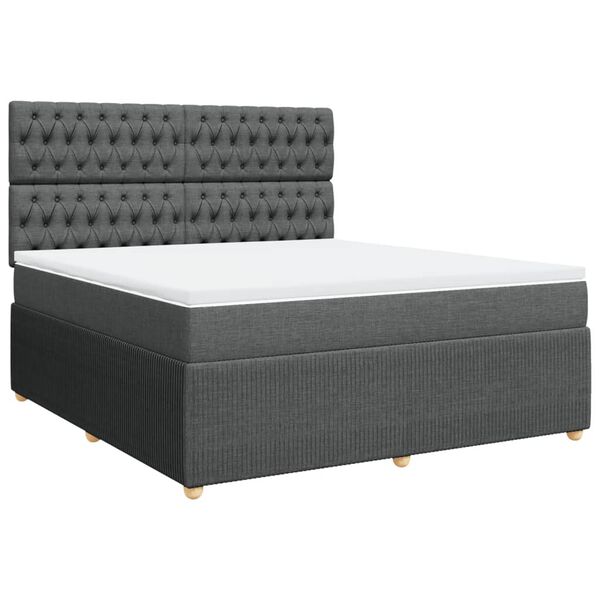 vidaXL Boxspringbett mit Matratze Dunkelgrau 180x200 cm Stoff
