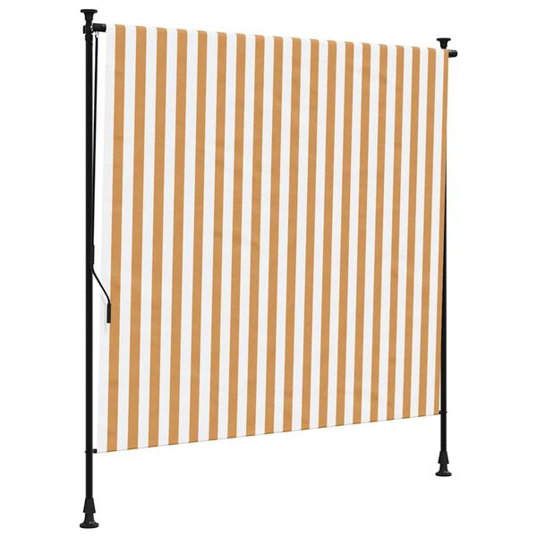 vidaXL Au&szlig;enrollo Orange und Wei&szlig; 200x270 cm Stoff und Stahl