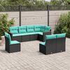 vidaXL 8-teiliges Gartensofa-Set mit Kissen, schwarzes Polyrattan