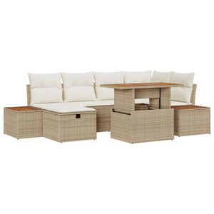 vidaXL Garten-Sofa-Set 7 pcs Beige Poly-Rattan