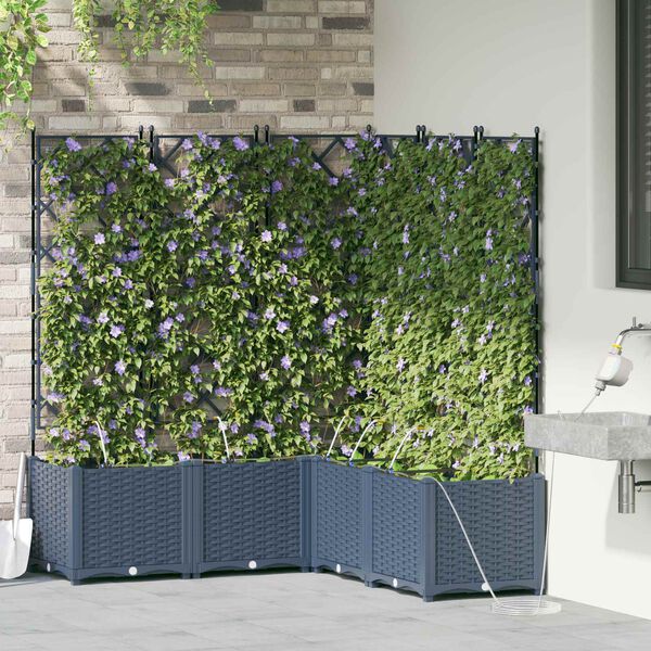 vidaXL Garten-Pflanzgef&auml;&szlig; 2 pcs Grau 80 x 40 x 125,5 cm Stahl