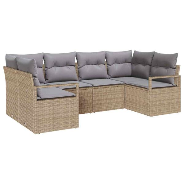 vidaXL Sofa Set mit Kissen 6 pcs Beige Poly Rattan