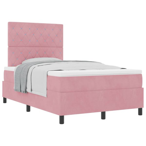 vidaXL Boxspringbett mit Matratze mit Kopfteil Rosa 120 x 190 cm Samt