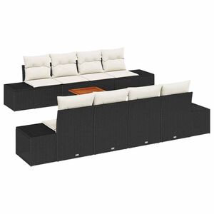 vidaXL Gartensofa-set mit Kissen 9 pcs Schwarz Poly-Rattan