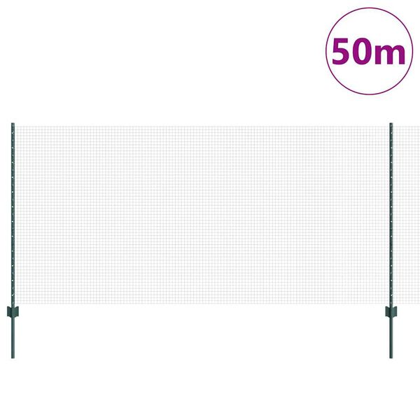 vidaXL Zaun mit Pfosten Gr&uuml;n 1,2 x 50 m Stahl und PVC