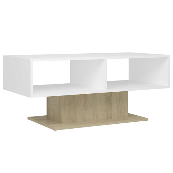 vidaXL Couchtisch Weiß und Sonoma-Eiche 103,5x50x44,5 cm Holzwerkstoff